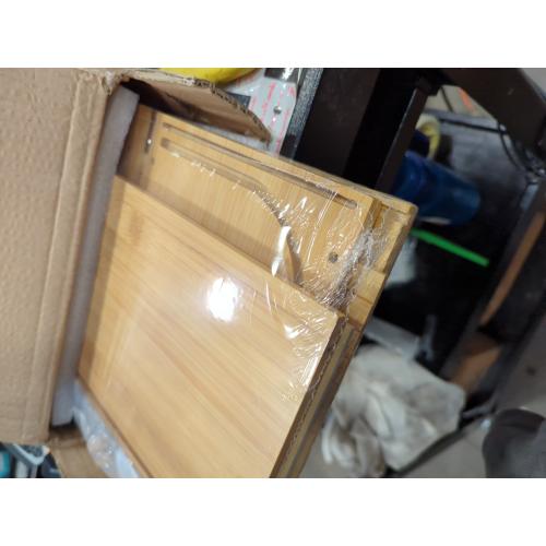 Light brown 15x9.8 Bamboo Bread Box Space Saving Rustic Roll-Top Bread Bin for Countertop - Store Bread Cake and Baked Goods - 15 x 9.8 inches (Sliding door)