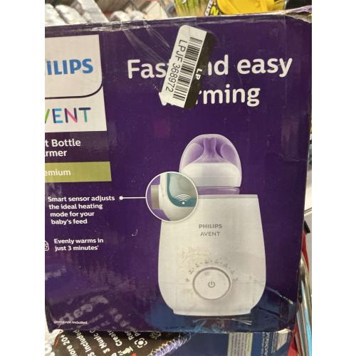 Philips Avent Premium Fast Bottle Warmer, with Smart Temperature Control, Water Bath Technology, Automatic Shut-Off, Model SCF358
