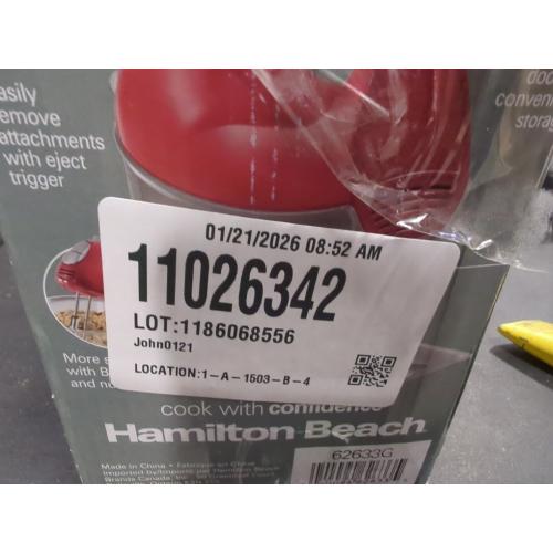 Hamilton Beach Ensemble 6-Speed Red Hand Mixer with Snap-On Case