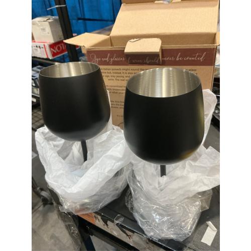 Gusto Nostro Stainless Steel Wine Glass - 18 oz - Unbreakable Black Wine Glasses for Travel, Camping and Pool - Fancy, Unique and Cool Portable Metal Wine Glass for Outdoor Events, Picnics (Set of 2)