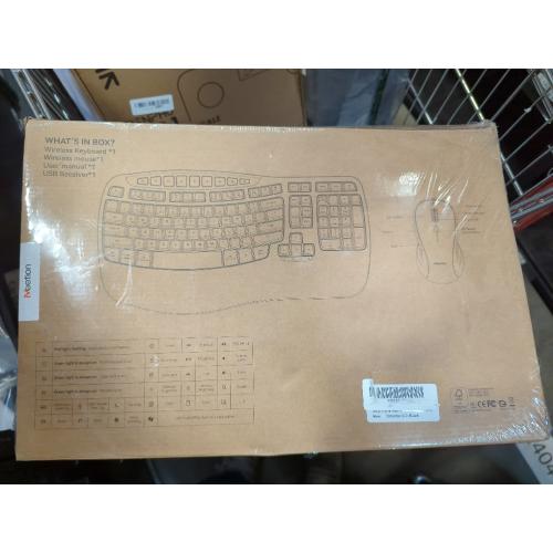 Black MEETION New Ergonomic Keyboard and Mouse Wireless Combo, Wave Keys Natural Typing, 2.4G Wireless Keyboard with Wrist Rest, 4 Adjustable DPI Optical Mouse, Computer/Laptop/Windows/Mac, Black