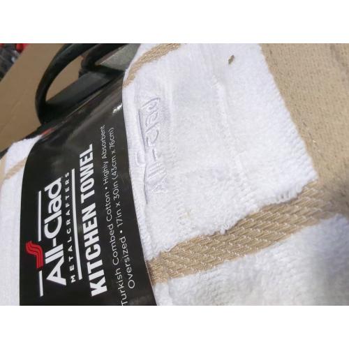 All-Clad Checked Kitchen Towel: Highly Absorbent, Super Soft Long Lasting - 100% Cotton, 17x30 Tea Towel for Cleaning & Drying Dishes, Pans, Glassware, or Countertops, (3-Pack), Cappuccino