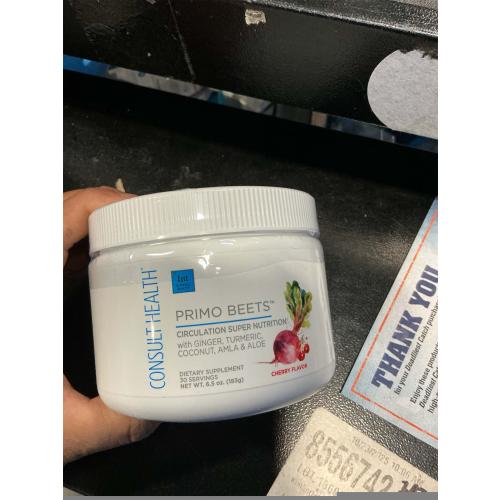 Consult Health Primo Beets - Beet Root Powder Drink Mix with Electrolytes - Nitrates to Support Circulation - Energy Boost - Ginger & Turmeric - for Men & Women - Cherry Flavor - 30 Servings