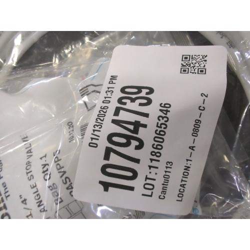 John Guest PASVPP5 Angle Stop Adapter Valve, 1/2 x 3/8 x 1/4