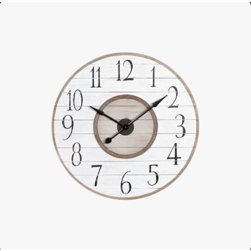 Killebrew Round Wood Slat Wall Clock with Distressed Finish