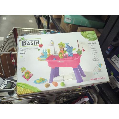 Color Pink Toddler Water Table with Automatic Water Cycle System, Water Table for Kids 4-8 Fishing Kitchen, Play Sink with Running Role-Play Sand for Kids Gift Toy (Pink)