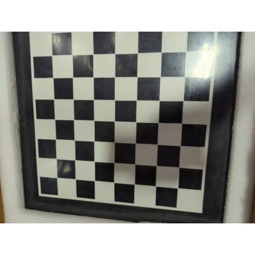 StonKraft Collectible Black Marble and (MOP) Mother of Pearl Chess Board Set   Brass Roman Chess Pieces - Decorative Stone Chess - Home Décor - 15 Inches