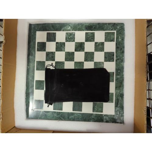 StonKraft Collectible Green Marble Chess Board Set   Wooden Crafted Pieces Pawns