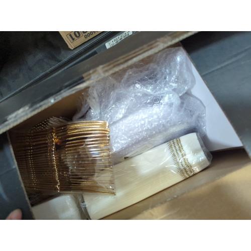 Hioasis 350pcs White and Gold Plastic Plates - Elegant Disposable Dinnerware Set Include 10.25 Dinner & 7.5 Dessert Plates, Knives, Forks, Spoons, Napkins, Cups for Party & Thanksgiving