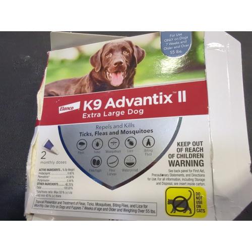 2 Pack Elanco K9 Advantix II Flea and Tick Prevention - > 55 lbs. - K9 Advantix II Extra Large Dog 2-Pack