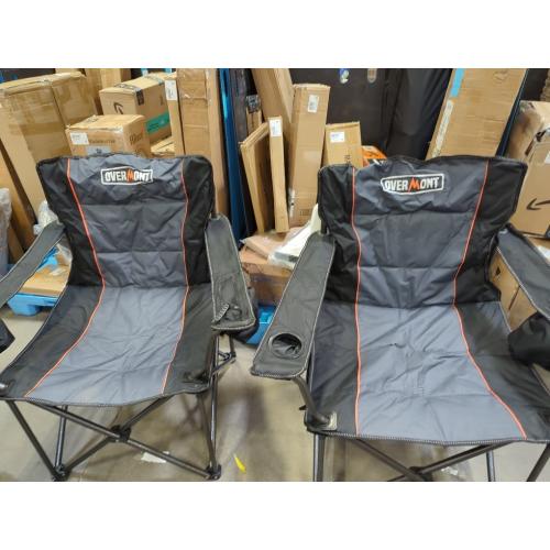 Overmont Oversized Folding Camping Chair - 450lbs Support with Padded Cushion Cooler Pockets - Heavy Duty Collapsible Chairs for Sports Garden Beach Fishing