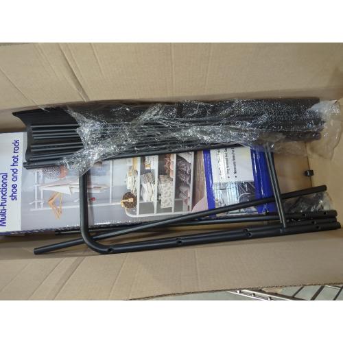 Black H: 61 4 Tier Shoe Rack Coat Rack Shoe Shelf Freestanding with 8 Hooks for Front Door Entryway Bedroom Closet, Black