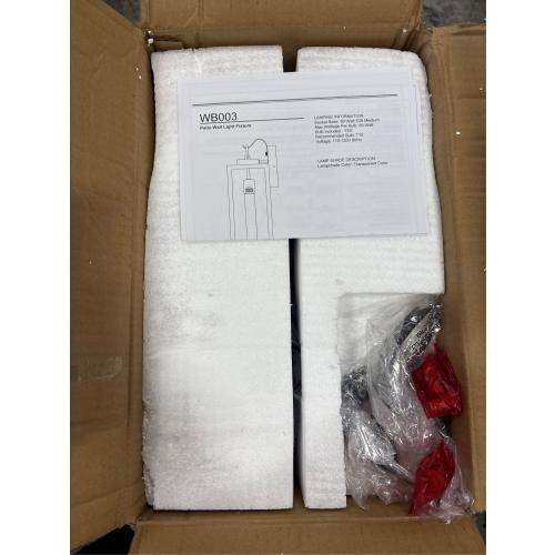 DORESshop 20 Inch Large Size Dusk to Dawn Outdoor Wall Lights, Matte Black Waterproof Anti-Rust Outdoor Light Fixtures Wall Mount with Clear Glass Shade for Porch, with T30 Light Bulbs, 2 Pack