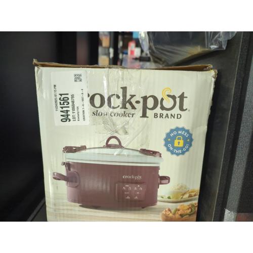 Crock-Pot 6qt Cook & Carry Programmable Slow Cooker Ceramic Lambrusco Red: 3 Settings, Dishwasher-Safe Parts, 210W