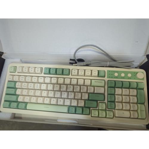 AULA S99 Gaming Keyboard, Wireless Computer Keyboards, Tri-Mode Bluetooth/2.4GHz/USB-C Custom Creamy Keyboard with Number Pad, RGB Backlit Media Knob Cute Programmable Keyboard for PC Gamer - Green