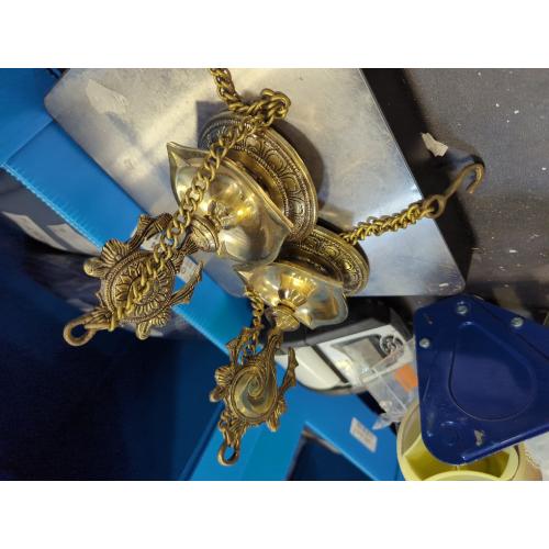 Brass Shangh and Chakra Antique Diya Wall Hanging with 1 Wick Set of 2