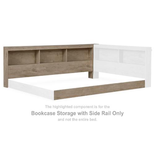 Bookcase Storage w/Side Rail - Natural