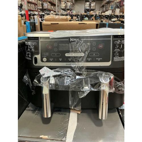 Ninja DZ550 Foodi 10 Quart 6-in-1 DualZone Smart XL Air Fryer with 2 Independent Baskets, Smart Cook Thermometer for Perfect Doneness, Match Cook & Smart Finish to Roast, Dehydrate & More, BLACK