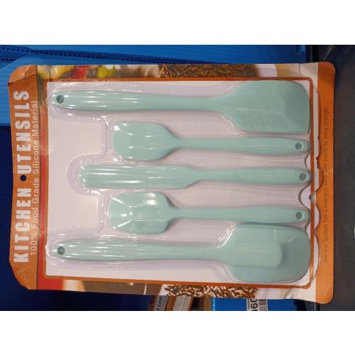 5 Piece Mint Green Silicone Spatula Set, Heat Resistant Rubber Spatulas Set, Silicone Kitchen Utensils Set Dishwasher Safe for Nonstick Cookware