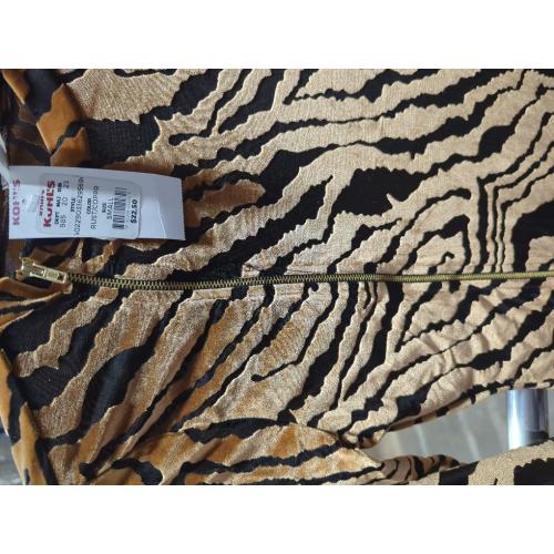 Size small Burnout Velvet Long Sleeve Mini Dress with Two Way Zipper Brown