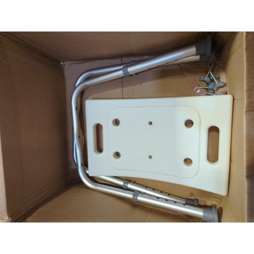 White and Grey Shower Chair, Adjustable Non-Slip Shower Bench with Suction Feet, Shower Seat for Inside Shower or Tub, Medical Bath Stool for Adults, Elderly & Disabled