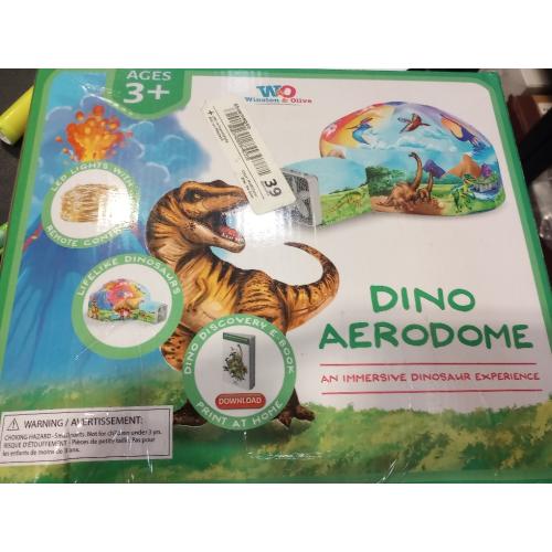 W&O Dino Aerodome with LED Lights - Inflatable Jurassic Fort for Kids Aged 3-12, Inflates in Seconds Creating an Immersive Dinosaur Experience (Fan Not Included)
