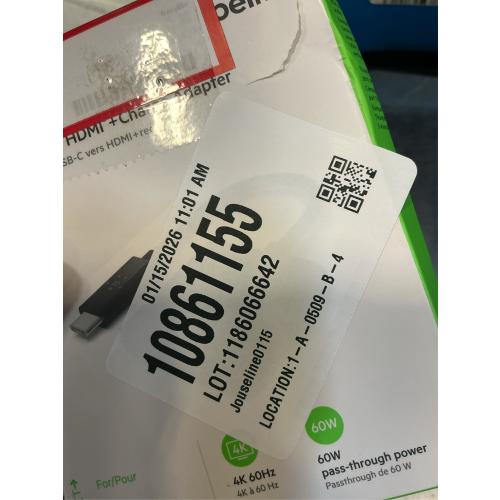 Belkin USB C to HDMI Adapter   USBC Charging Port to Charge While You Display, Supports 4K UHD Video, Passthrough Power up to 60W for Connected Devices, Compatible with MacBook, iPad, Windows