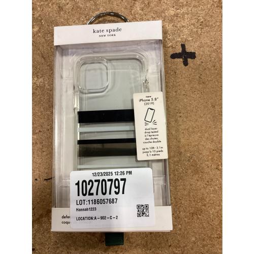 kate spade new york Defensive Hardshell Case (1-PC Comold) for iPhone 11 Pro, Park Stripe Gold Foil/Black/Cream/Cream Bumper/Clear