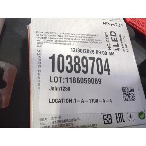 Sony InfoLithium V Series NP-FV70A - Battery - 13.8 Wh - for Sony HXR-MC88; Handycam FDR-AX43, AX60, AX700, HDR-CX590; NXCAM HXR-NX80; XDCAM PXW-Z90