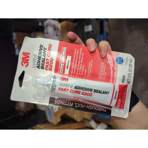 3M Marine Adhesive Sealant Fast Cure 5200 (05220) Permanent Bonding and Sealing for Boats and RVs Above and Below the Waterline Waterproof Repair, White, 3 fl oz Tube