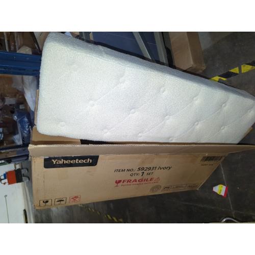 Yaheetech Modern Ottoman Bench Boucle Bench Upholstered Footrest for Living Room with Gold Metal Legs and Padded Seat Ivory