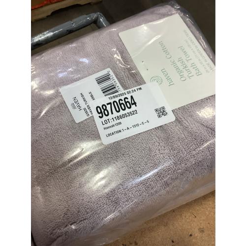 Haven Turkish Cotton Bath Towel in Lilac Marble 2 PACK