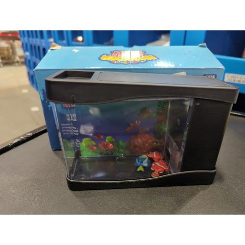 Artificial Fish Tank Virtual Ocean Toy in Motion Lamp - Mini Office Desk Aquarium 3 Colorful LED Lights, Moving Bubbles, Gift for Kids and Adults