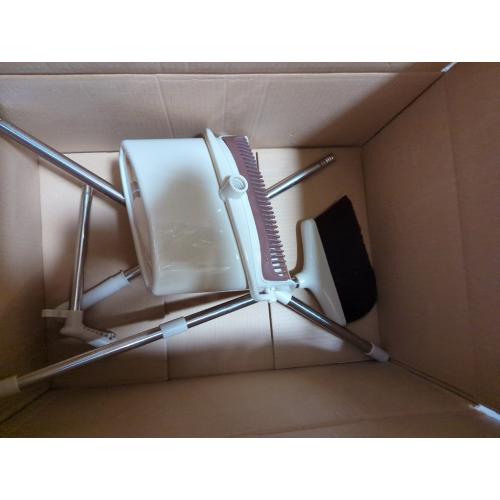 Broom with Dustpan Combo Set 54” Long Handle Household Dust Pan for Home Cleaning （Beige）