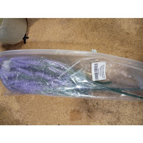 Floroom Artificial Purple Lavender, 4 Bushes Flocked Fake Lilac Flower for Wedding Bouquet DIY Table Centerpieces and Floral Arrangement Decoration