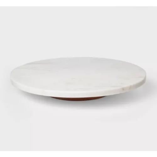 14 Marble and Wood Lazy Susan White - Threshold™