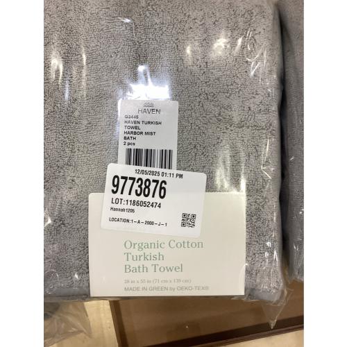 Haven Turkish Cotton Bath Towel in Harbor Mist Grey 2 PACK