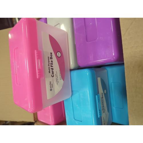 Enday Index Card Holder, 3x5 Note Flash Card Organizer Case, Stackable Index Card File with flip top, Recipe Purple, Red, Green, Blue, Grey, Pink Holder, Holds 250 Cards, Multicolor (12 Pack)