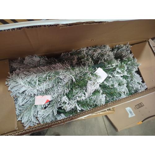 HOLLO STAR Size 7.5 ft Flocked Prelit Christmas Tree with 348 LED Lights, App Control, Skinny Artificial Pencil Christmas Tree, Multi-Color RGBW Lights, 960 Branch Tips, for Small Space, Home, Party