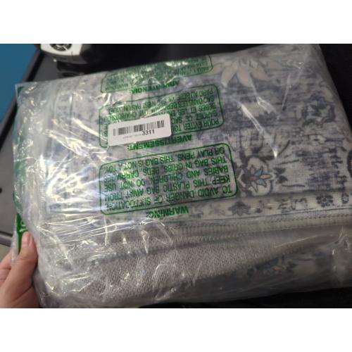 Washable Runner 2x6, Boho Entryway Rug for Hallway, Kitchen, Bedroom, Bathroom - Soft Grey, Non Slip, Long Floral Vintage Distressed Carpet for Living Room