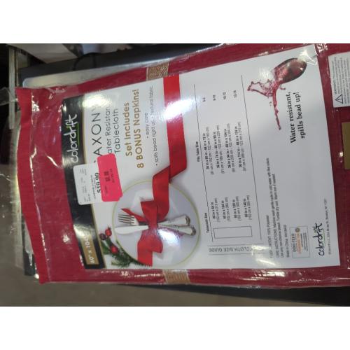 Colordrift Saxony Water Resistant Red Tablecloth 60 x 104
