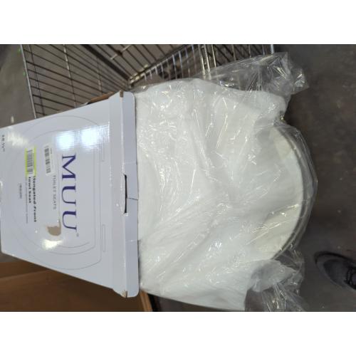 WHITE MUU Toilet seat, Slow Close, White heavy duty Toilet Seat with Non-slip Seat Bumpers Easy to Install & Clean PP Material Replacement Toilet Seat Fits All Toilet Brands Elongated Toilets(MU220-PP)