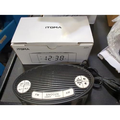 iTOMA AM/FM Alarm Clock Radio with Dual Alarm, Sleep Timer & Snooze Functions, Orange LED Display, 4-Level Dimming Option CKS3301U
