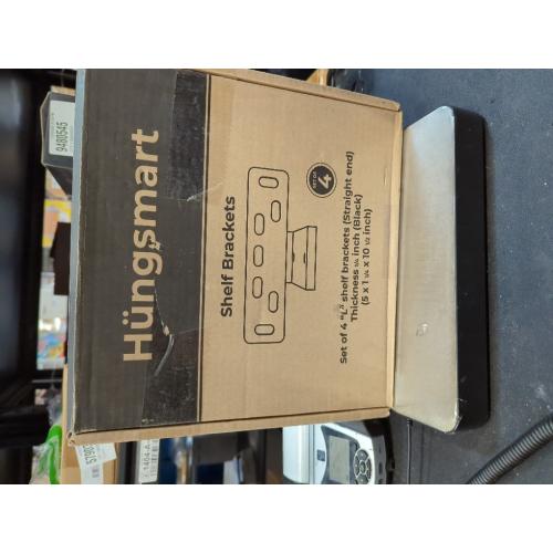 HITOMEN Heavy Duty Floating Shelf (5 x 1 1/4 x 10 1/2 inch) Brackets, 4pk  (1/4'' Thick) Hidden Shelves Hardware, Iron L Brackets, Rustic Industrial Black Metal Wall Shelving Supports, 4 Pack