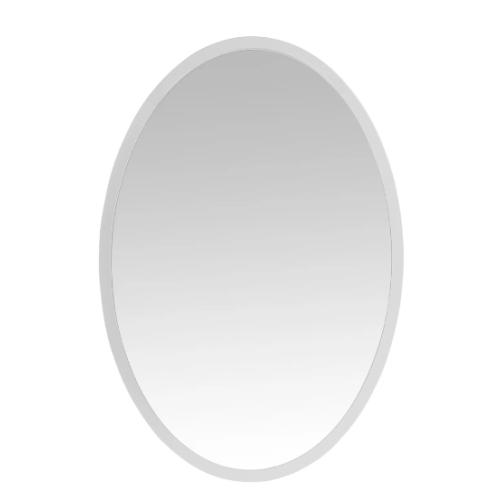 BarberPub White Wall Mount Dressing Mirror Salon Mirror with Wooden Frame Elliptical