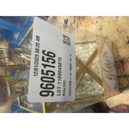 Clear Glass Makeup Brush Holder Vintage Jewelry Organizer Metal Handmade Art Crafts Pearls Not Included (Brass)