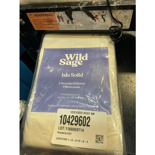 Wild Sage Brushed Cotton Percale 300-Thread-Count Standard/Queen Pillowcase in Coconut Milk