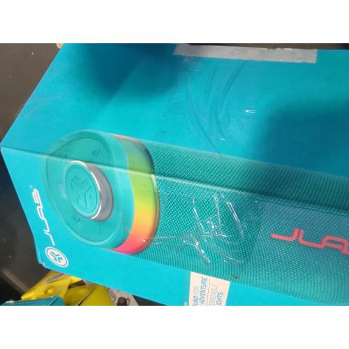 Color Blue JLab Go Party Portable Speaker - Cyan: Bluetooth, Dual Pairing, Waterproof, USB-C Charging