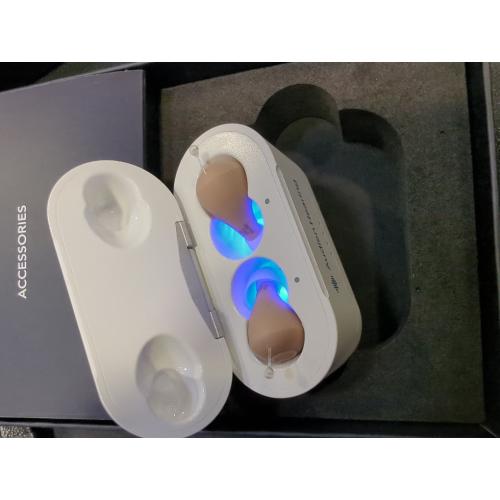 White Case Nude Aid Audien Hearing Atom Pro 2 Rechargeable, over the counter, Hearing Aid, 0.6 lb – Comfortable, Lightweight, Battery