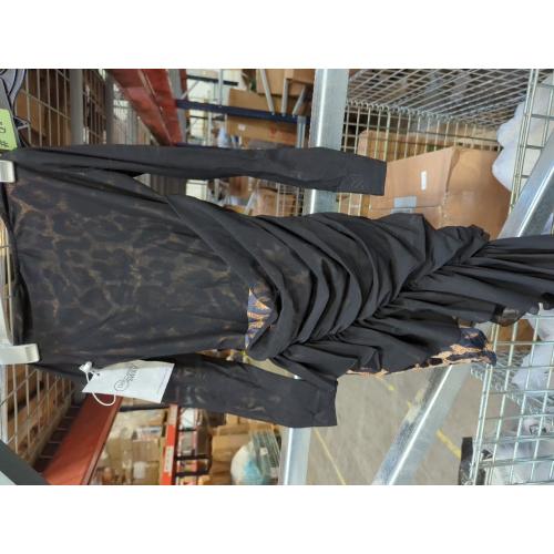 Size S  Latin Dance Dress Black Sleeveless Tassel Competition Performance Long Sleeve
